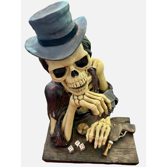 RARE FIND '97 Skulpture by David Wang Skeleton Gambler Gun Dice Zombie Halloween - Picture 9 of 13